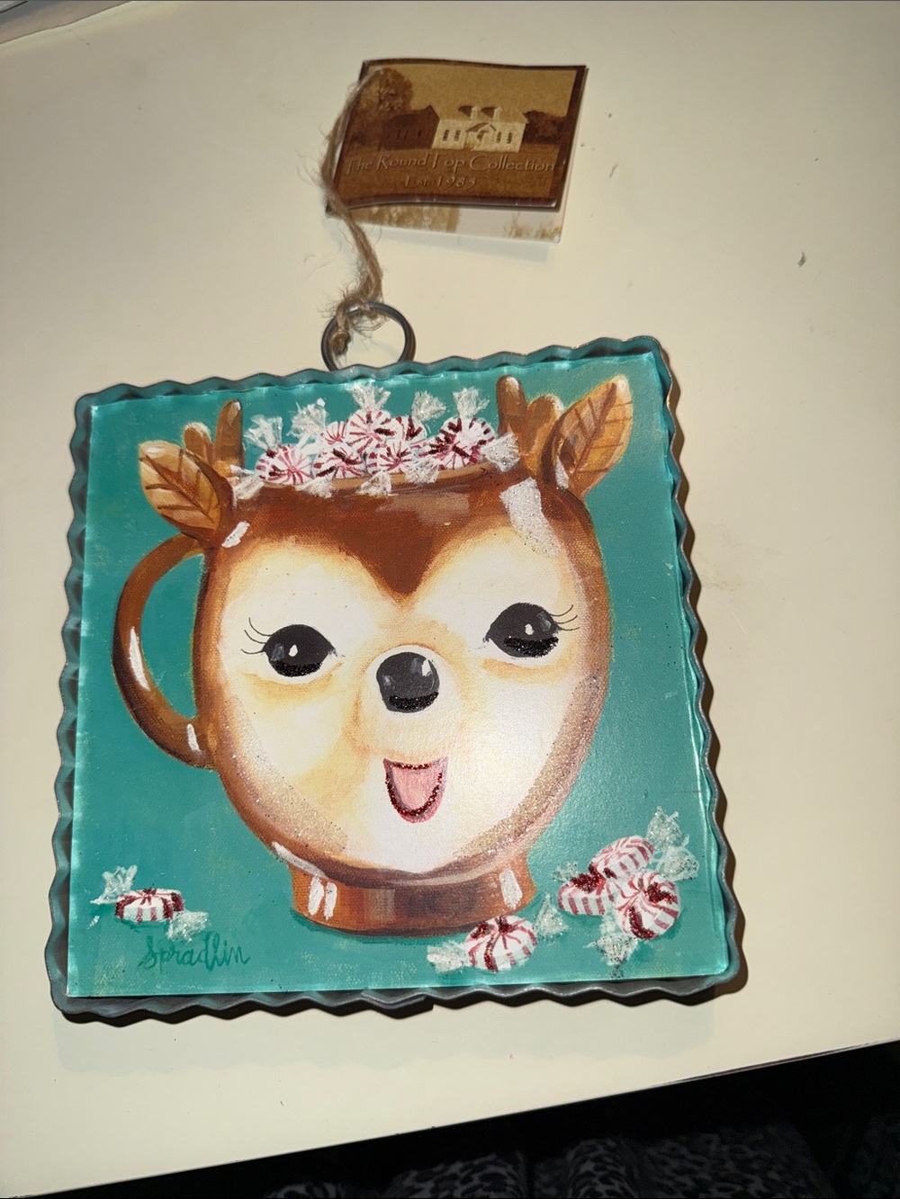 Teal Reindeer Mug Holiday Ornament